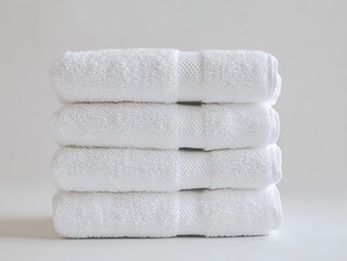 Elegantly Folded Towel Stack Displaying Rich Textures and Colors, Ideal for Bathroom Decor and Spa Environments, Soft and Comfortable Towel Collection Highlighting High-Quality Linens for Everyday Use