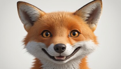 A foxy grin against a crisp white background