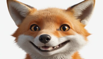 A foxy grin against a crisp white background