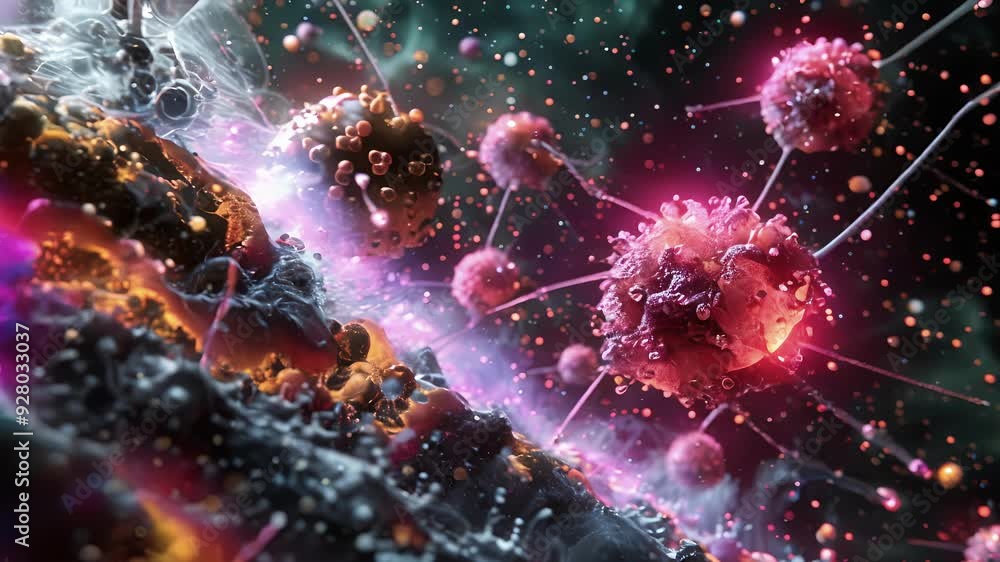 Aufkleber white cells in action breaking down and digesting foreign particles that have entered the body.