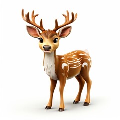 Fototapeta premium the AI Image Generator, 3d rendering of cartoon deer on Isolated