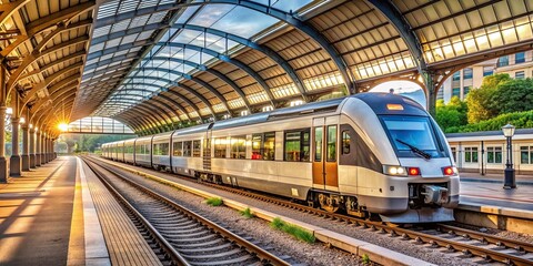 Vorortzug in einem Bahnhof in Frankreich , train, station, commuter, France, travel, public transportation