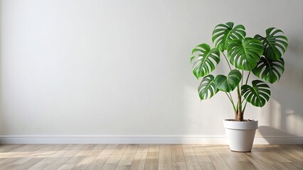 Monstera deliciosa plant in a minimalist room, Monstera, deliciosa, plant, flower, green, leaves, minimalist, room