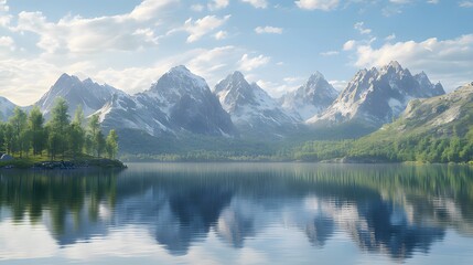 lake and mountains