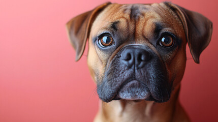 Obraz premium Photographie studio d'un chien sur fond coloré, parfait pour des créations graphiques ou pour transmettre la joie et la positivité.