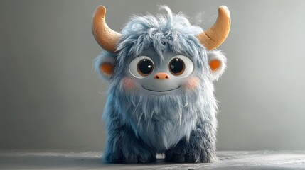 Fototapeta premium Cute Cartoon Yeti with Big Eyes.