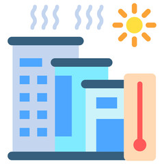 Urban Heat multi color icon, related to ecology and environment theme. Use for modern concept, UI or UX kit, web and app development.