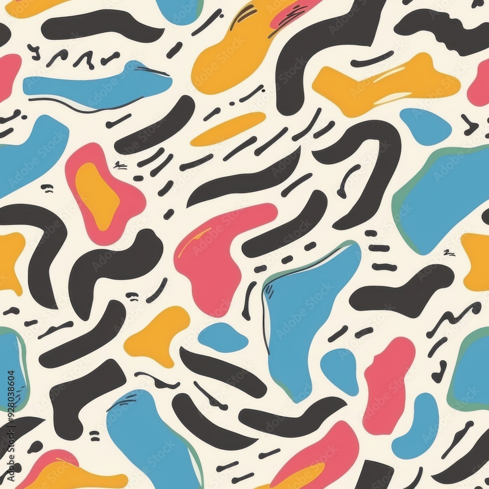 Poster seamless pattern with abstract hand drawn shapes. vector illustration.