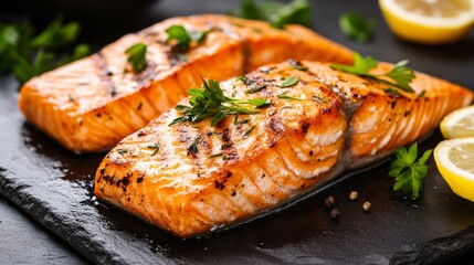 Grilled Salmon Fillets with Fresh Herbs