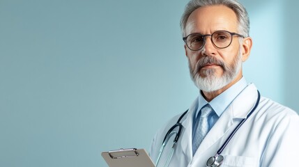 Confident Senior Doctor with Clipboard