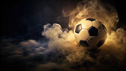 Fototapeta premium A Soccer Ball Emerging from Smoke