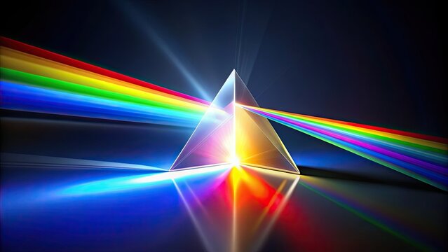 of light passing through a prism, dispersing into a spectrum , prism, light, dispersion, spectrum, rainbow, colors, refraction