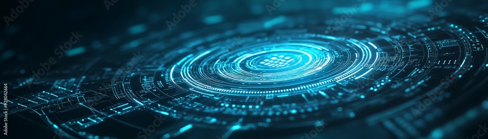 Poster futuristic digital interface with blue tech elements