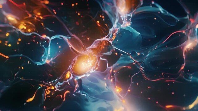A burst of energy and chemical signals at the meeting point between two neurons.