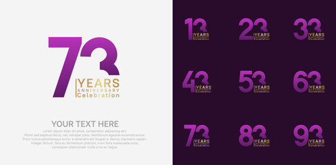 anniversary logotype style with purple and golden color can be use for company celebration event