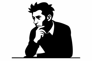 
A man Thinking silhouette vector illustration isolated on a white background