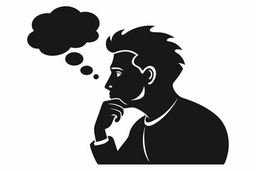 
A man Thinking silhouette vector illustration isolated on a white background