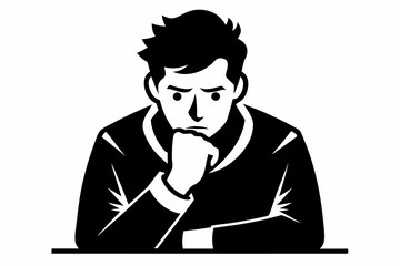 
A man Thinking silhouette vector illustration isolated on a white background