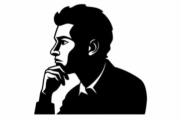 
A man Thinking silhouette vector illustration isolated on a white background