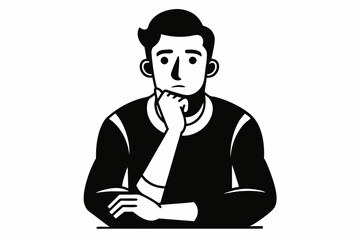 
A man Thinking silhouette vector illustration isolated on a white background