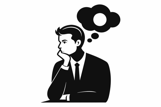 recommend clip art: 
                    A man Thinking silhouette vector illustration isolated on a white background