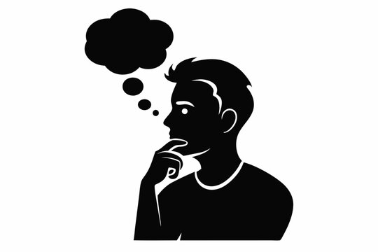 recommend clip art: 
                    A man Thinking silhouette vector illustration isolated on a white background