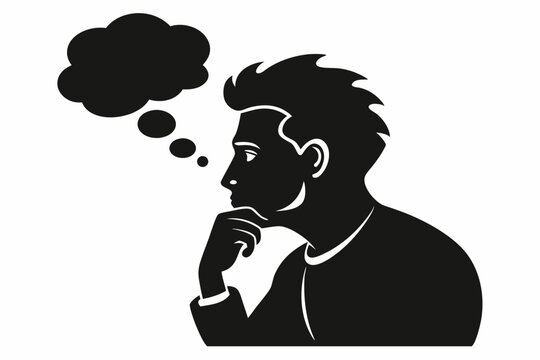 recommend clip art: 
                    A man Thinking silhouette vector illustration isolated on a white background