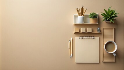 Minimalistic beige organizer desktop wallpaper, beige, minimal, organizer, desktop, background, clean, simple, neutral, workspace