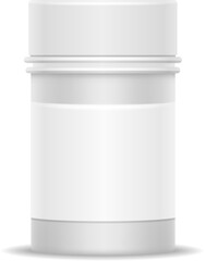 Medication container mockup. Blank plastic drug jar