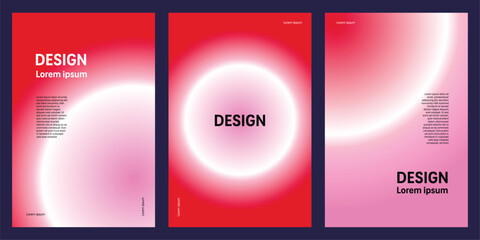 Abstract gradient backgrounds of white round glowing shape in pink and red colors, ideal for posters, social media posts, banners design