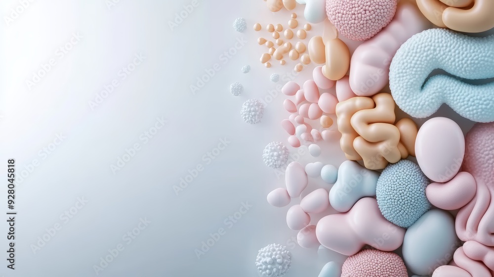 Poster abstract composition of soft, colorful forms creating a soothing visual effect, ideal for designs an