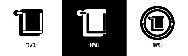 Towel logo set. Collection of black and white logos. Stock vector.