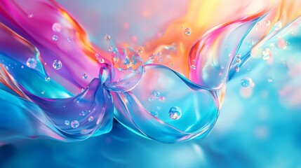 Abstract colorful water splash with vibrant blue, pink and orange tones.  Perfect for backgrounds and designs.