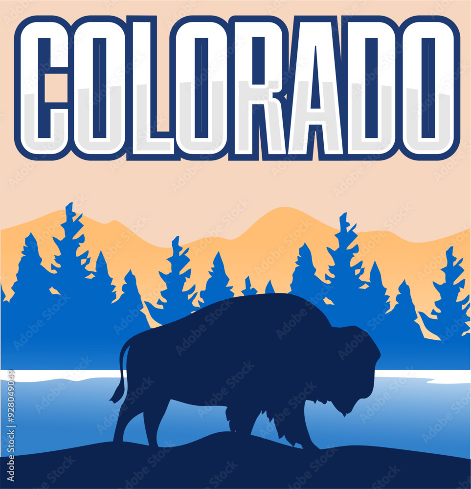 Wall mural state of colorado united states with beautiful views