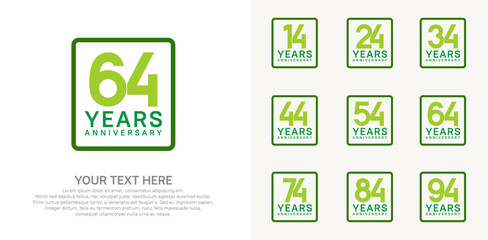anniversary set logo style with green color in square for company celebration moment