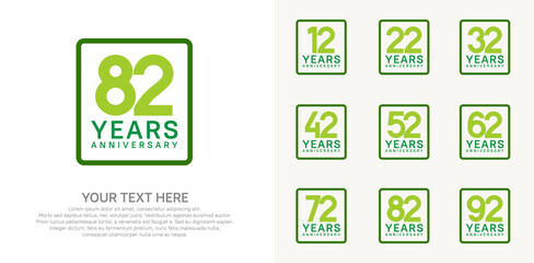 anniversary set logo style with green color in square for company celebration moment