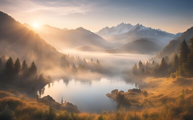 sunrise in the mountains