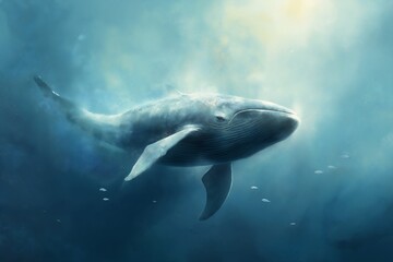 Obraz premium whale swimming deep wildlife profile streams flowing reconstruction