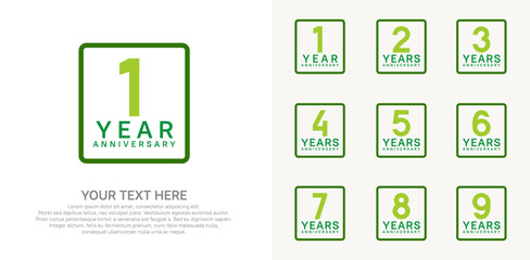 anniversary set logo style with green color in square for company celebration moment