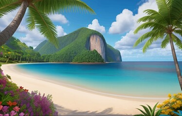 Beautiful and Peaceful Nature Scenery Illustration, Landscape, Countryside, Tranquil, Vibrant and Colorful