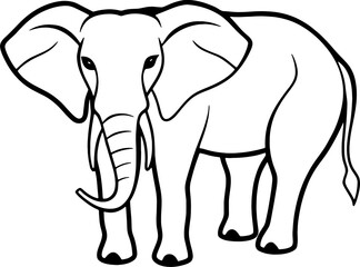Elephant cartoon line art isolated on white background