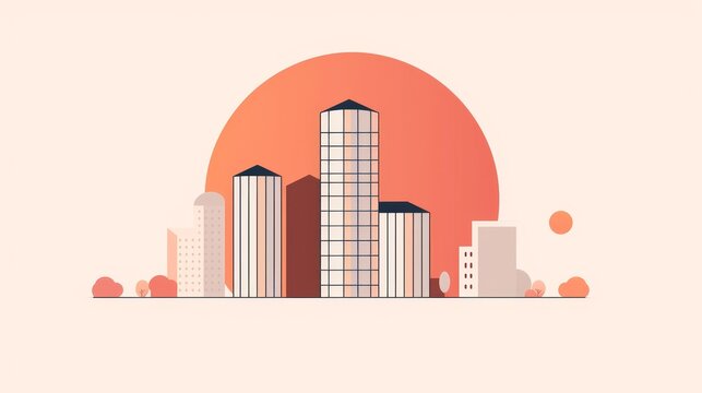 recommend clip art: A barn with a silo on a plain background, minimalist design, clean lines, 2D vector illustration, simple color palette