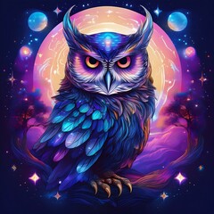 Obraz premium illustration of Owl dreamer