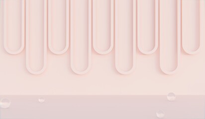 Geometric plinth with simple background and columns. Abstract studio room. Simple scene for cosmetic products, promotion, display, 3D rendering.