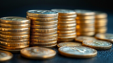 rising graph with a golden coin symbolizes financial growth and success. The upward trend represents increasing profits, business expansion, and economic stability, ideal for investment and financial 