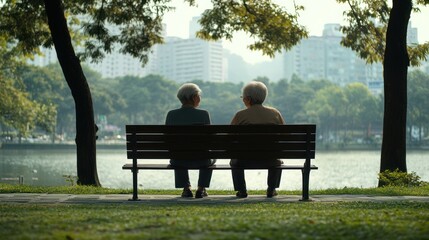Elderly Couple Sharing a Moment on a Bench
