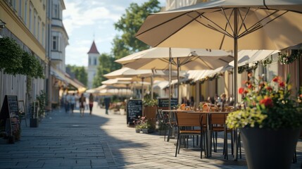 Obraz premium Outdoor Cafe on Sunny Day in Europe
