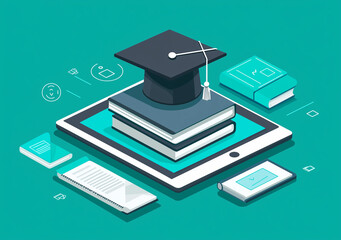 Educational Tablet with Ebooks and Academic Cap Design