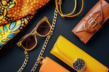 Fashionable Accessories in a Flat Lay