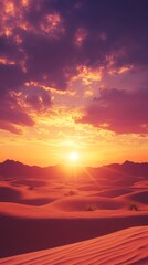 Obraz premium Golden Sunset Serenade: Enchanted Anime-Style Desert Under the Enigmatic Dusk, Ideal for Adventure and Festive Season Promotions,anime-style,illustration,Picture BooksFor Poster,Novel,UI,WEB,Game,Desi